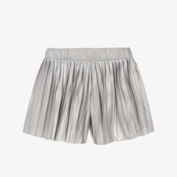 Mayoral-Girls Sparkling Silver Pleated Shorts | Childrensalon Outlet