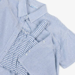 Mayoral-Girls Striped Blue Blouse Ensemble | Childrensalon Outlet