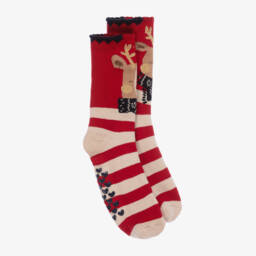 Mayoral-Girls Striped Reindeer Cotton Socks | Childrensalon Outlet