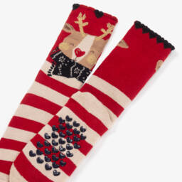Mayoral-Girls Striped Reindeer Cotton Socks | Childrensalon Outlet