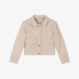 Mayoral-Girls Stylish Beige Cotton Jacket | Childrensalon Outlet