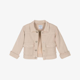 Mayoral-Girls Stylish Beige Cotton Jacket | Childrensalon Outlet