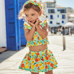 Mayoral-طقم تنورة صيفي للبنات بنكهة الحمضيات | Childrensalon Outlet