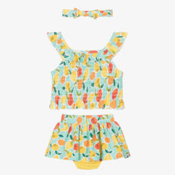 Mayoral-طقم تنورة صيفي للبنات بنكهة الحمضيات | Childrensalon Outlet
