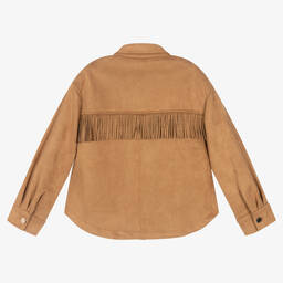 مايورال-جاكيت جلد شامواه صناعي لون بني للبنات | Childrensalon Outlet