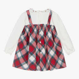 Mayoral Newborn-فستان تارتان قطن لون أحمر للمولودات | Childrensalon Outlet