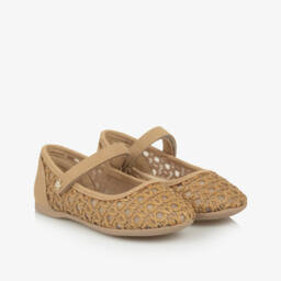 Mayoral-Girls Taupe Faux Leather Woven Pumps | Childrensalon Outlet