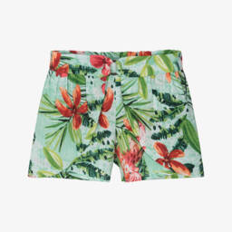 Mayoral-Girls Tropical Blossom Cotton Shorts | Childrensalon Outlet