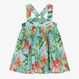 Mayoral-Платье с плиссировкой тропического зелёного цвета для девочек | Childrensalon Outlet