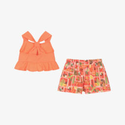 Mayoral-Girls Tropical Orange Two-Piece Set | Childrensalon Outlet