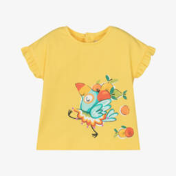 Mayoral-Girls Tropical Yellow Cotton Tee | Childrensalon Outlet