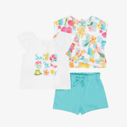 Mayoral-Летний комплект из бирюзового хлопка для девочек | Childrensalon Outlet