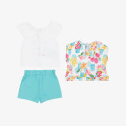 Mayoral-Летний комплект из бирюзового хлопка для девочек | Childrensalon Outlet