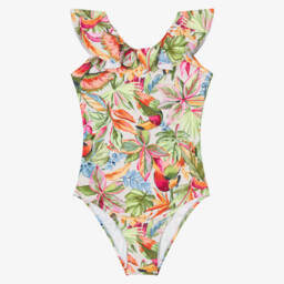 Mayoral-Girls Vibrant Tropical Print Swimsuit | Childrensalon Outlet