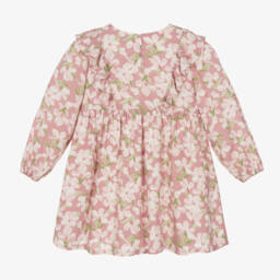 مايورال-فستان بطبعة ورود فيسكوز لون زهري | Childrensalon Outlet