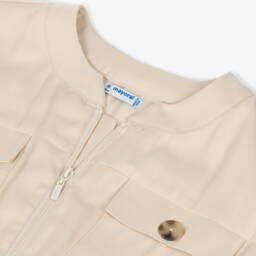 Mayoral-Girls Warm Beige Zip-Up Romper | Childrensalon Outlet