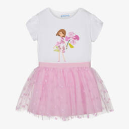 Mayoral-Girls Whimsical Pink Outfit Ensemble | Childrensalon Outlet