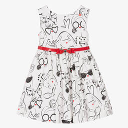 Mayoral-Girls White & Black Cotton Dress | Childrensalon Outlet