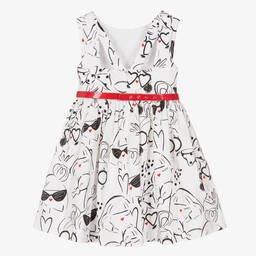 Mayoral-Girls White & Black Cotton Dress | Childrensalon Outlet