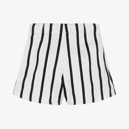 مايورال-شورت سكورت قطن ساتين مقلم لون أبيض وأسود | Childrensalon Outlet