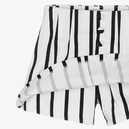 مايورال-شورت سكورت قطن ساتين مقلم لون أبيض وأسود | Childrensalon Outlet