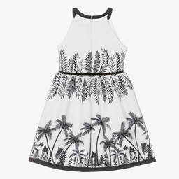 Mayoral-Girls White & Black Tropical Print Dress | Childrensalon Outlet