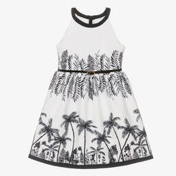 Mayoral-Girls White & Black Tropical Print Dress | Childrensalon Outlet
