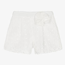 Mayoral-Белые шорты с вышивкой английской гладью | Childrensalon Outlet