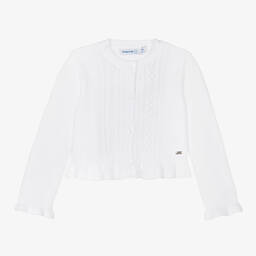 Mayoral-Girls White Cotton Cardigan | Childrensalon Outlet
