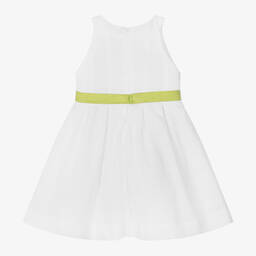 Mayoral-Girls White Cotton Flower Belt Dress | Childrensalon Outlet