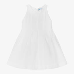 Mayoral-Girls White Cotton Flower Belt Dress | Childrensalon Outlet