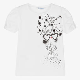 Mayoral-تيشيرت قطن جيرسي لون أبيض للبنات | Childrensalon Outlet