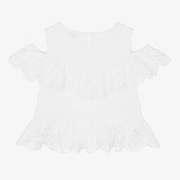 Mayoral-Белый хлопковый топ с рюшами | Childrensalon Outlet