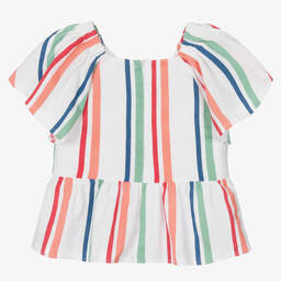 Mayoral-Girls White Cotton Striped Blouse | Childrensalon Outlet