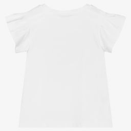 Mayoral-Белая хлопковая футболка для девочек | Childrensalon Outlet