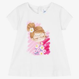 Mayoral-Girls White Cotton T-Shirt | Childrensalon Outlet