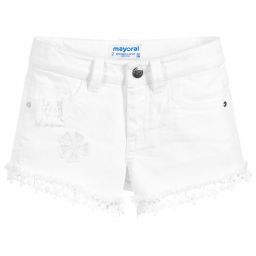Mayoral-Girls White Denim Shorts | Childrensalon Outlet