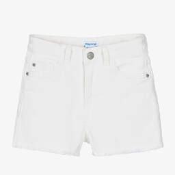 Mayoral-Белые джинсовые шорты для девочек | Childrensalon Outlet