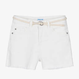 Mayoral-Белые джинсовые шорты для девочек | Childrensalon Outlet