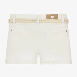 مايورال-شورت قطن دنيم لون أبيض للبنات | Childrensalon Outlet