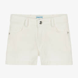 مايورال-شورت قطن دنيم لون أبيض للبنات | Childrensalon Outlet