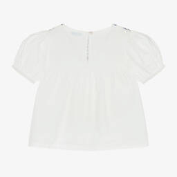 Mayoral-بلوزة قطن مطرز لون أبيض للبنات | Childrensalon Outlet