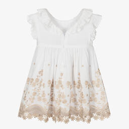Mayoral-Girls White Embroidered Dress  | Childrensalon Outlet