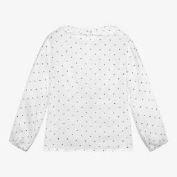 Mayoral-Белая блузка с сердечками для девочек | Childrensalon Outlet