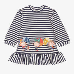Mayoral-Girls White & Navy Blue Dress | Childrensalon Outlet
