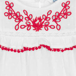 Mayoral-Girls White & Pink Cotton Blouse | Childrensalon Outlet