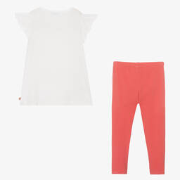 Mayoral-Белый топ и розовые легинсы из хлопка | Childrensalon Outlet