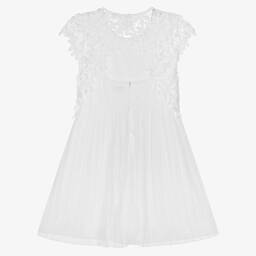 Mayoral-Белое плиссированное платье с кружевом | Childrensalon Outlet