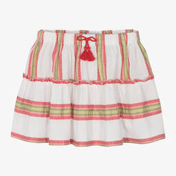 Mayoral-Girls White & Red Cotton Skirt | Childrensalon Outlet