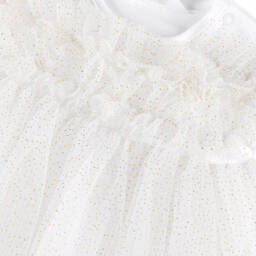 Mayoral Newborn-Girls White Sparkle Tulle Dress Ensemble | Childrensalon Outlet